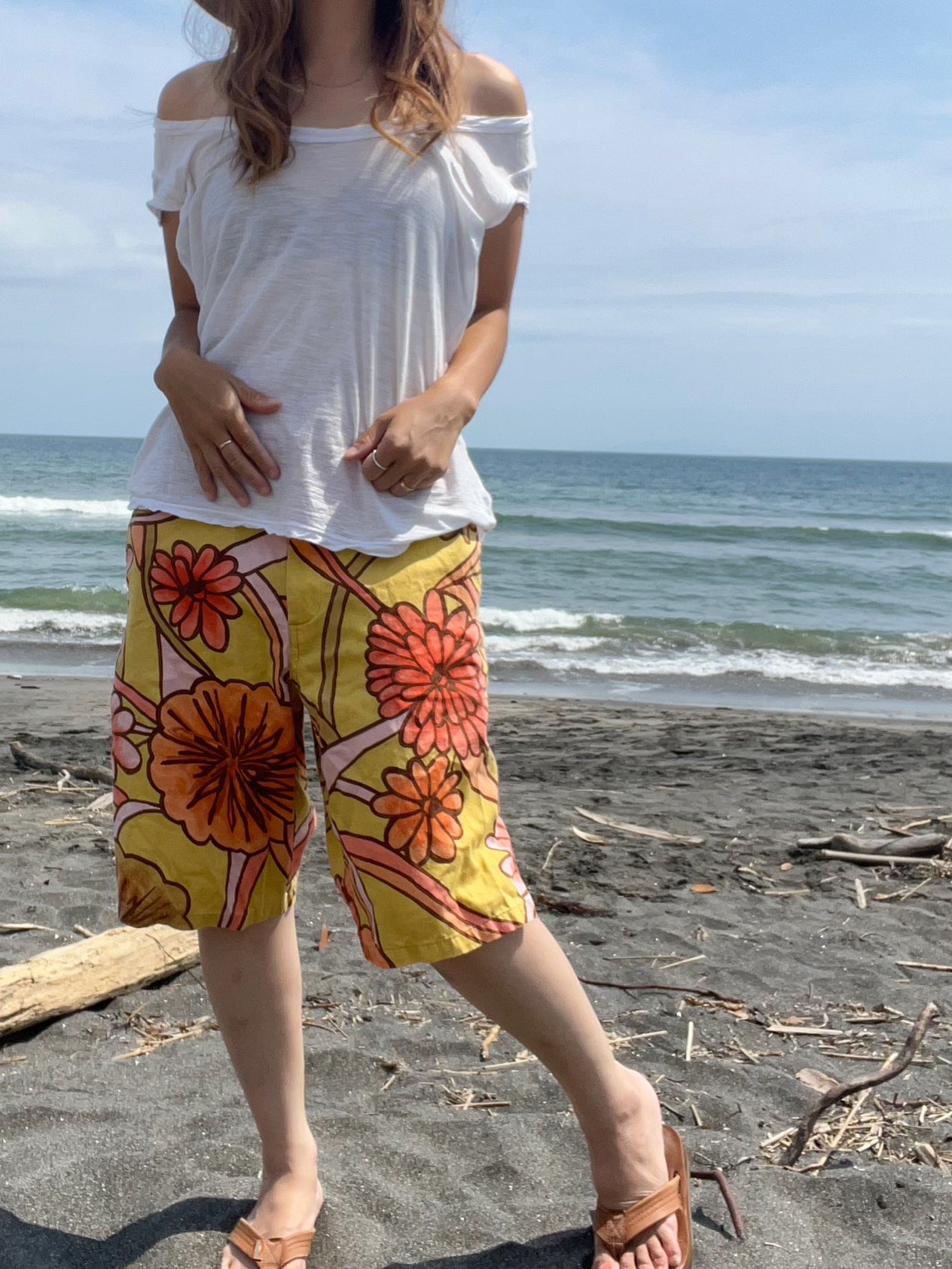 【JAMS WORLD】surf line USED  short pants Made in Hawaii  ジャムス メンズ 水着 ロングハーフパンツ ボードショーツ (Mサイズ）