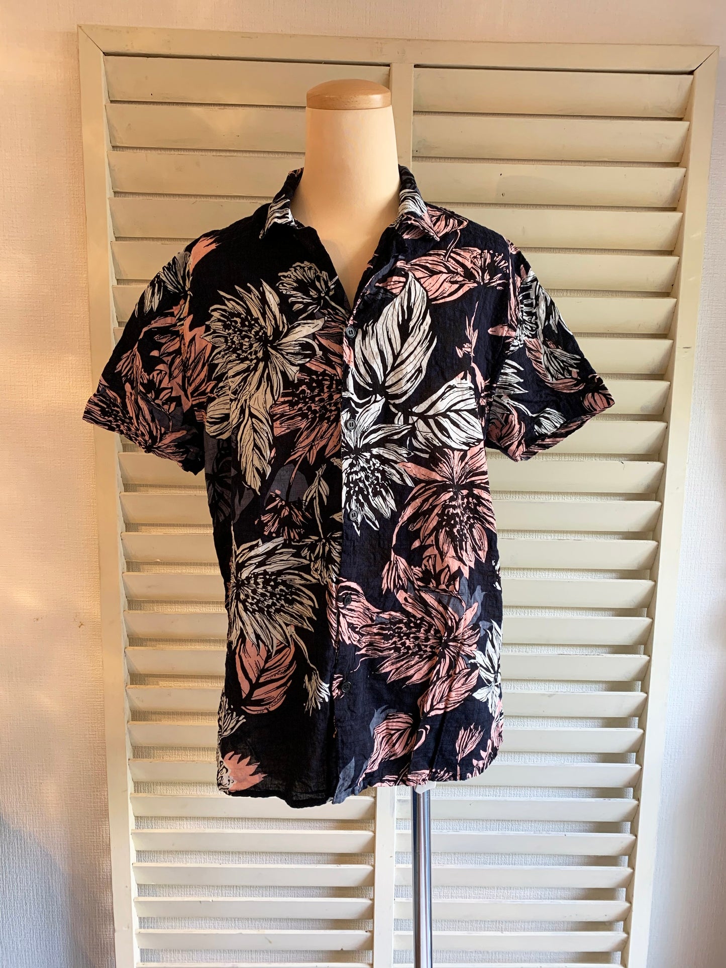 【EURO vintage】70s～80s flower print  aloha shirt (women's XL)