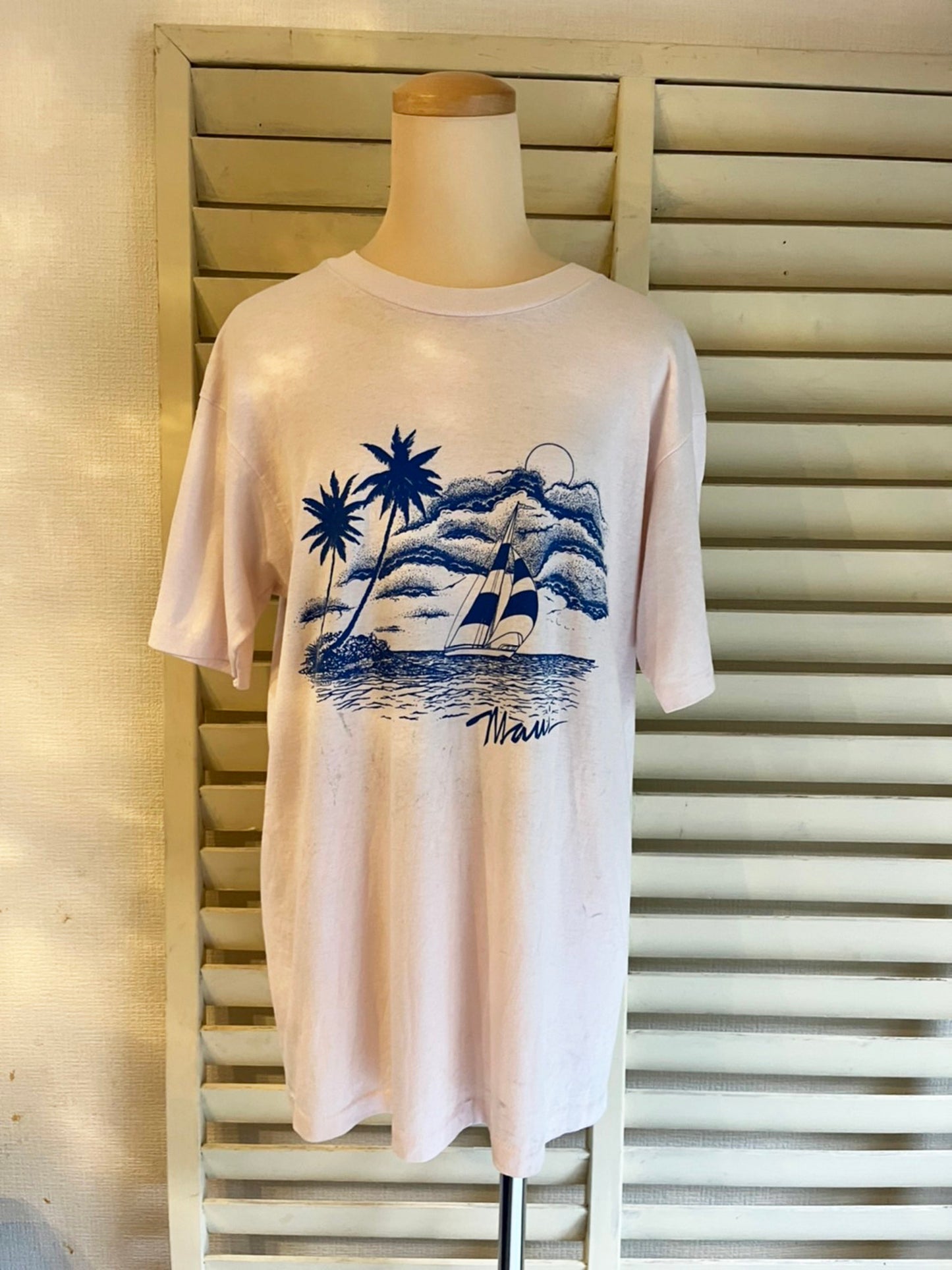 【vintage】80's Hanes Hawaii スーベニア Tシャツ オールドサーフ ピンク（men's L)