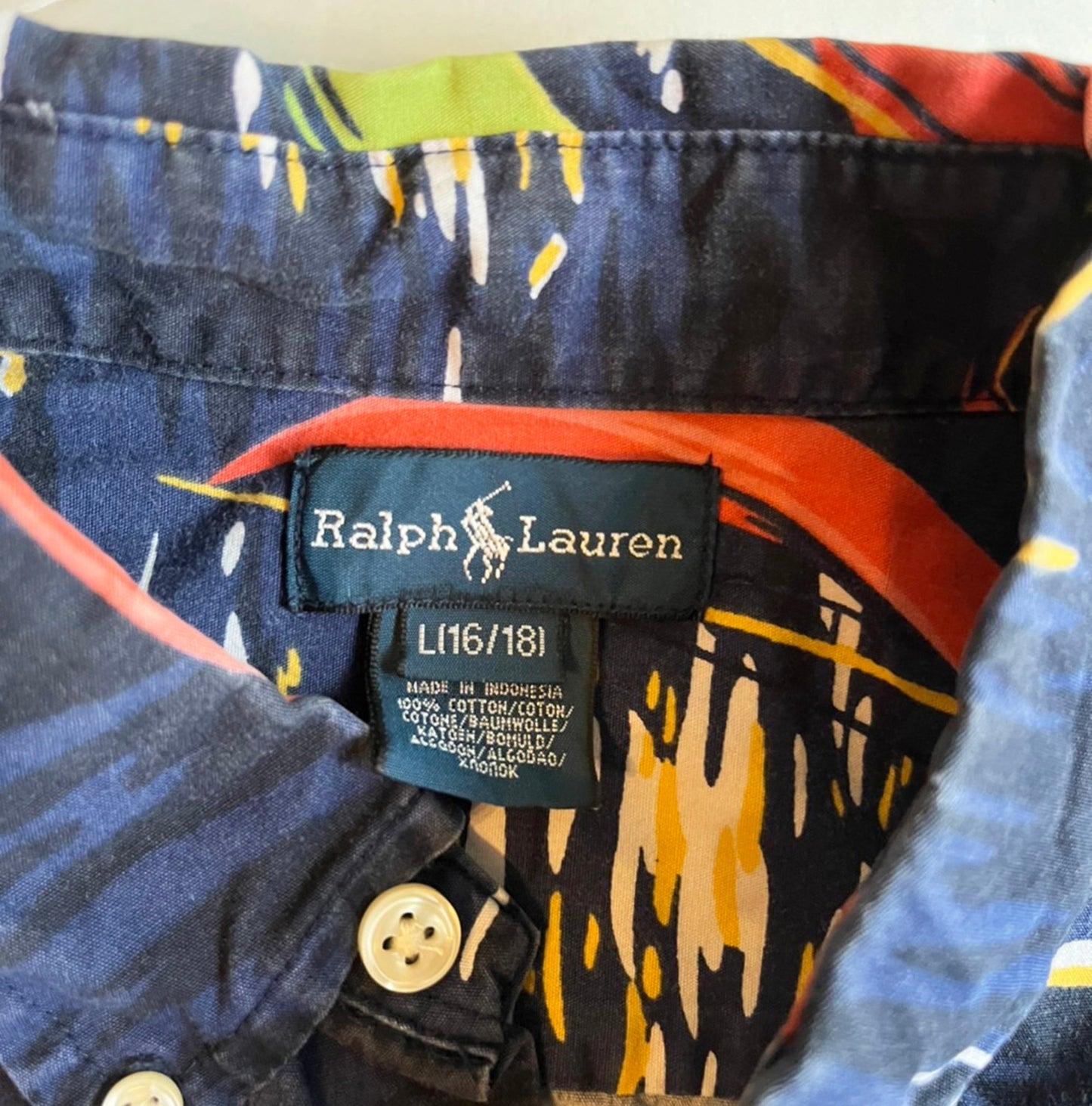 【Ralph Lauren】90's ラルフローレン オールオーバーパターン アロハシャツ (women's L)