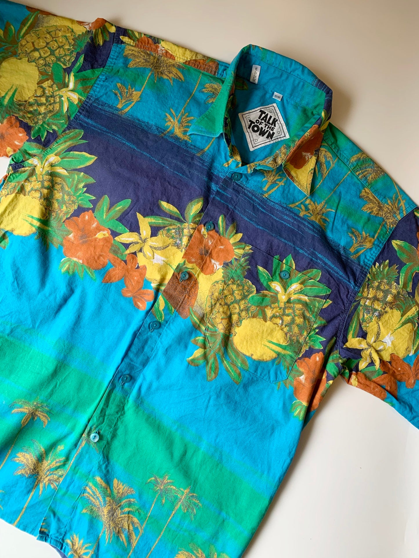 【EURO vintage】80s TALK OF THE TOWN aloha shirts (men's L)