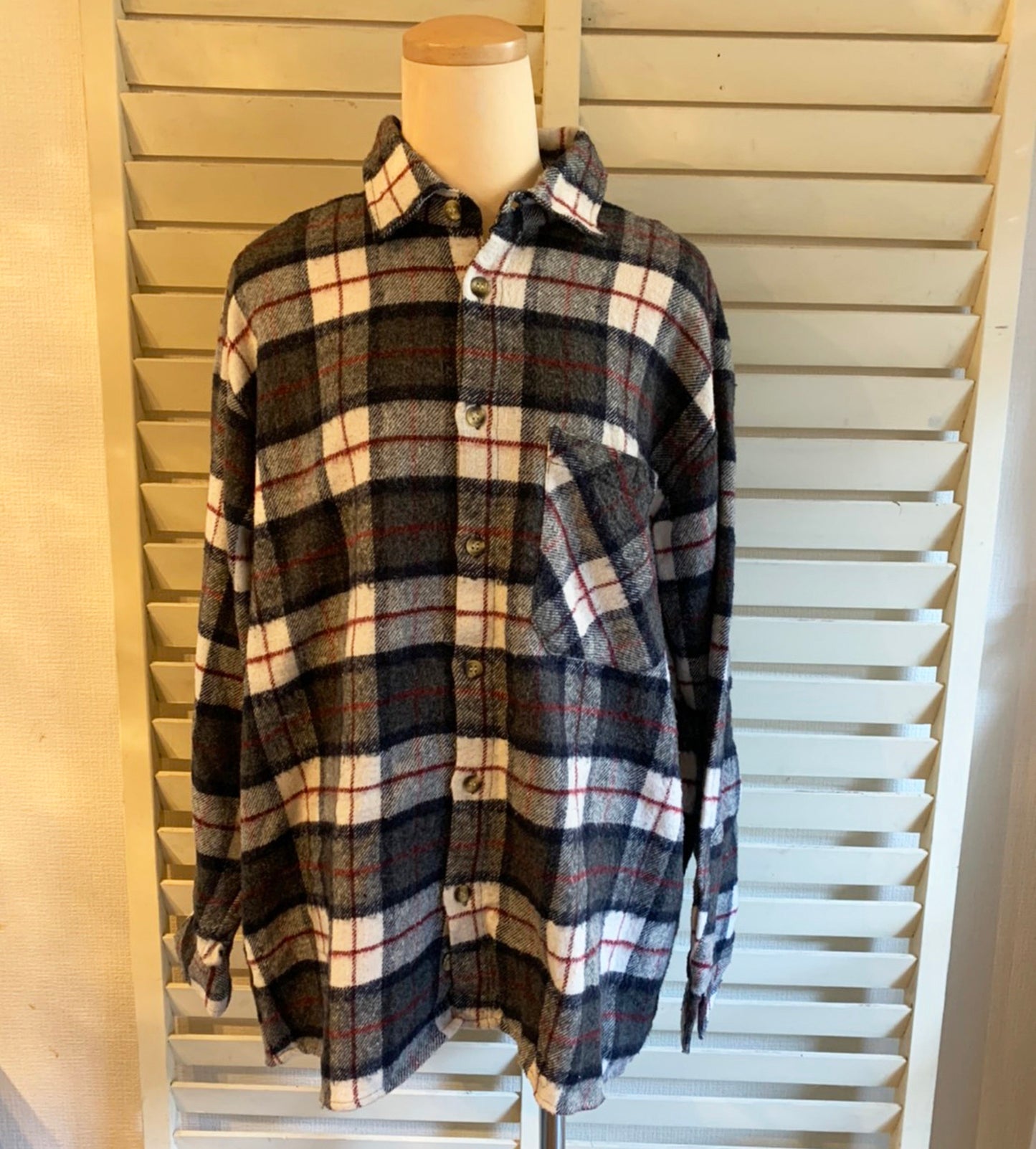 【NEW FAST】 ヘビーフランネルシャツ　ブロックチェック ウール（men's XL)