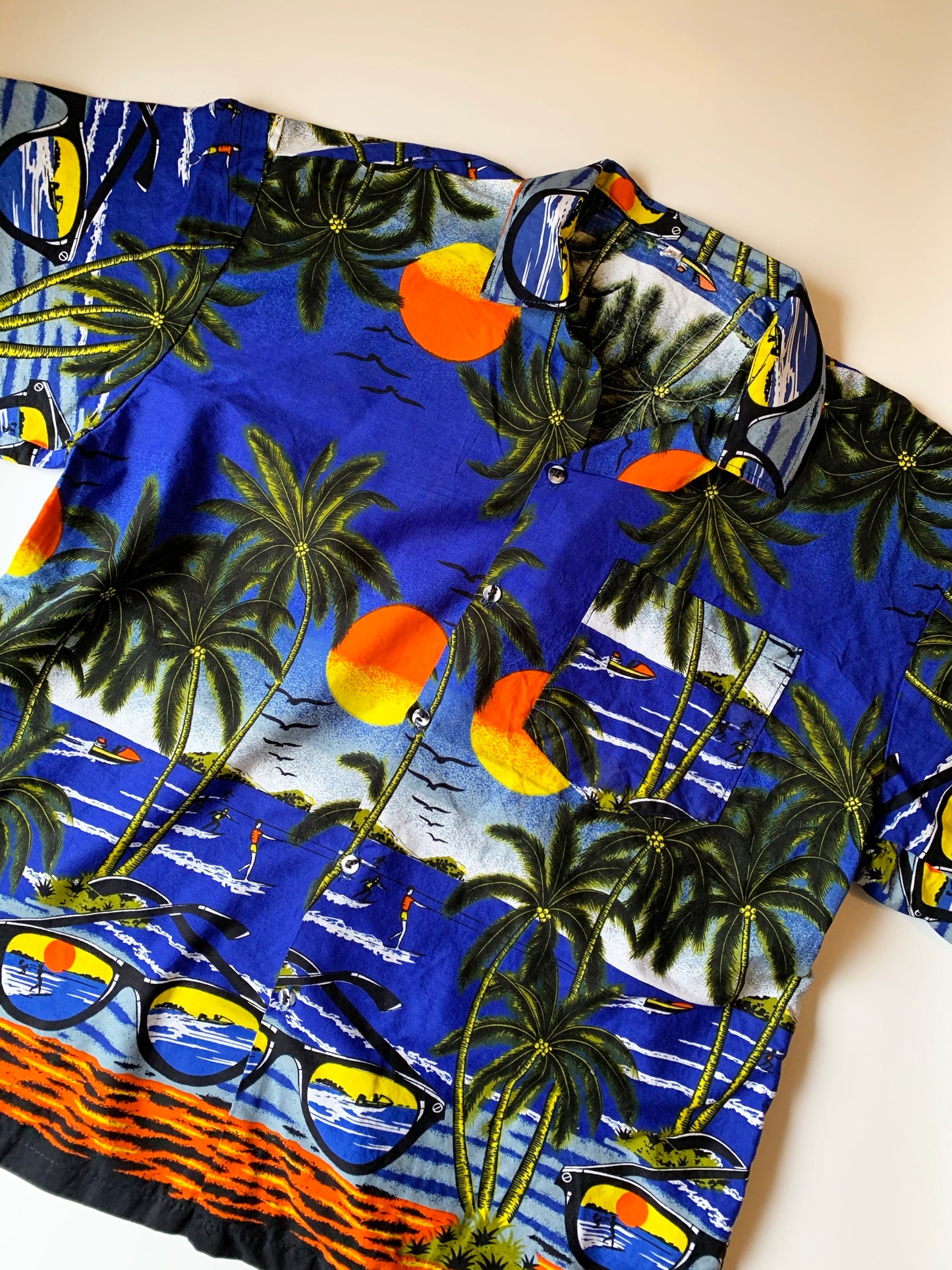 【vintage】70s～80s  palm tree aroha shirts （men's XXL)