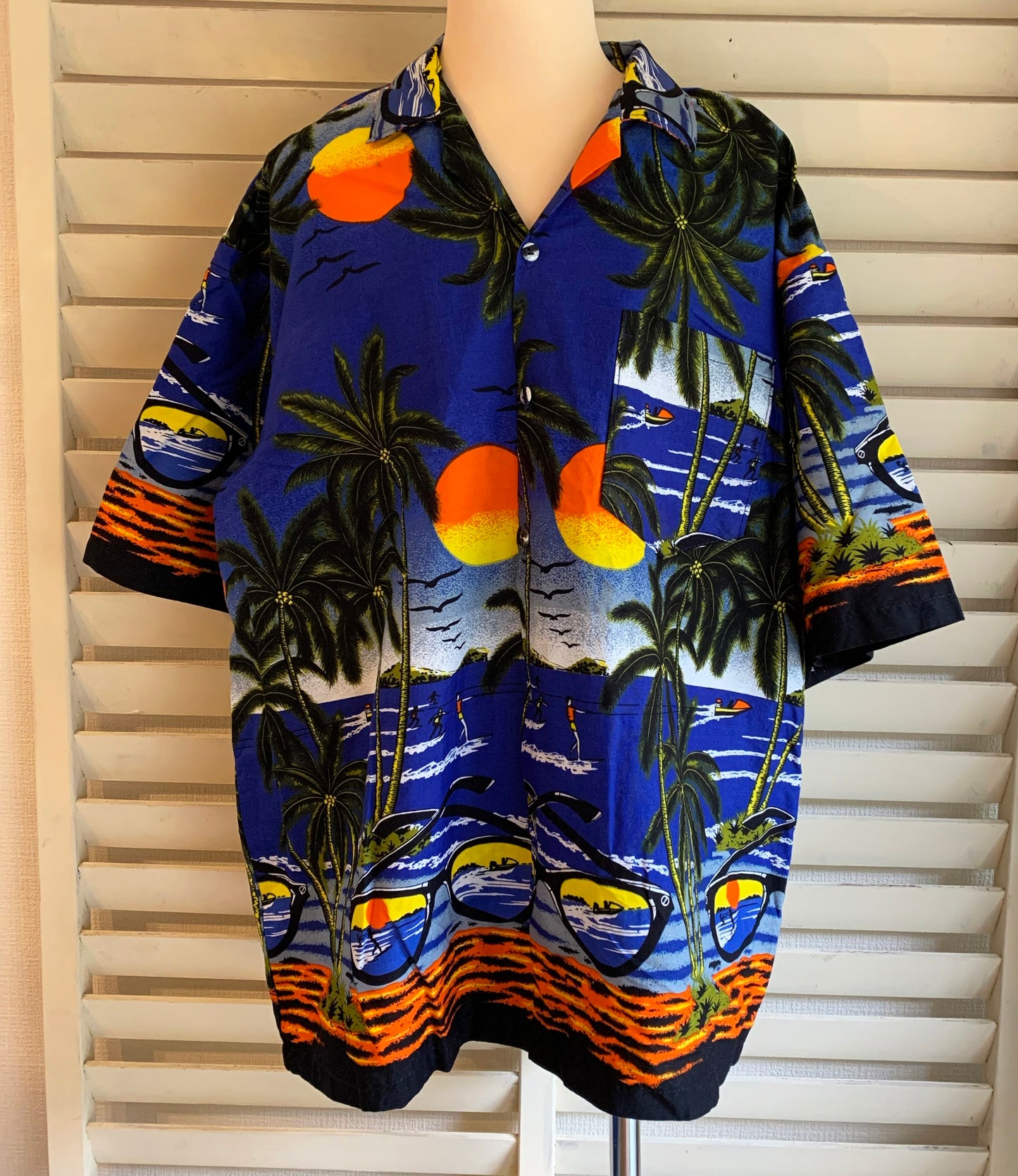 【vintage】70s～80s  palm tree aroha shirts （men's XXL)