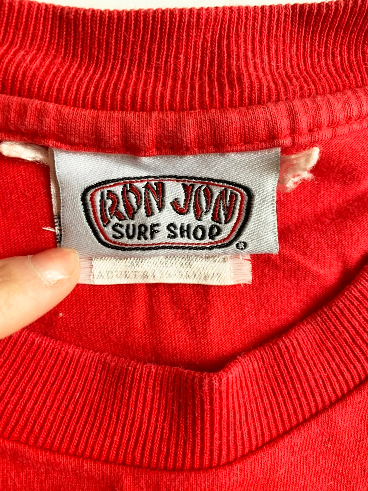 【RONJON SURF SHOP】90's ロンジョン 半袖Tシャツ レッド(men's S相当)
