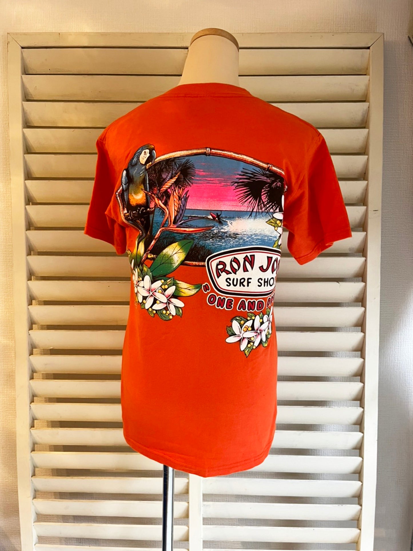 【RONJON SURF SHOP】ロンジョン paradise surf Tシャツ オレンジ (men's Sサイズ）