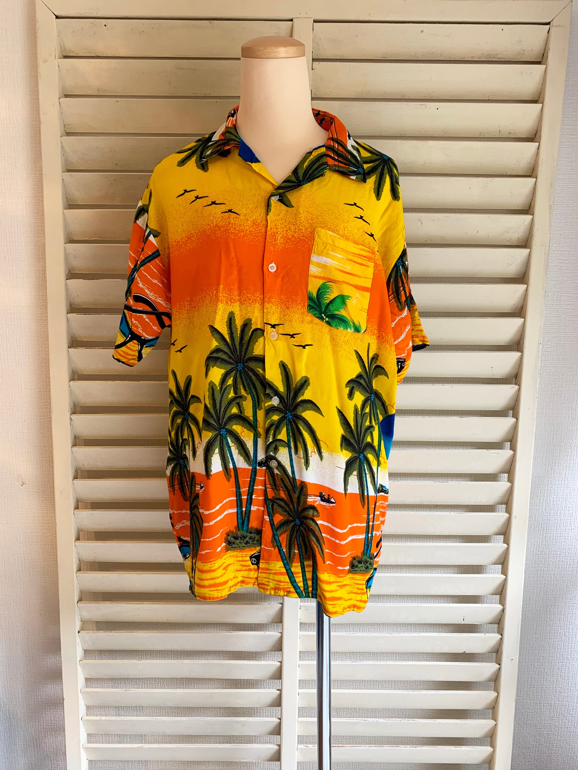70s ビンテージ アロハシャツ ハワイアン 和柄  総柄 柄シャツ メンズ