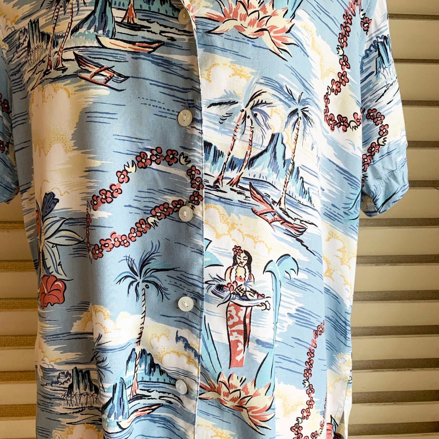 【Ocean Pacific】ハワイアンプリント　アロハシャツ　(レディース　S)