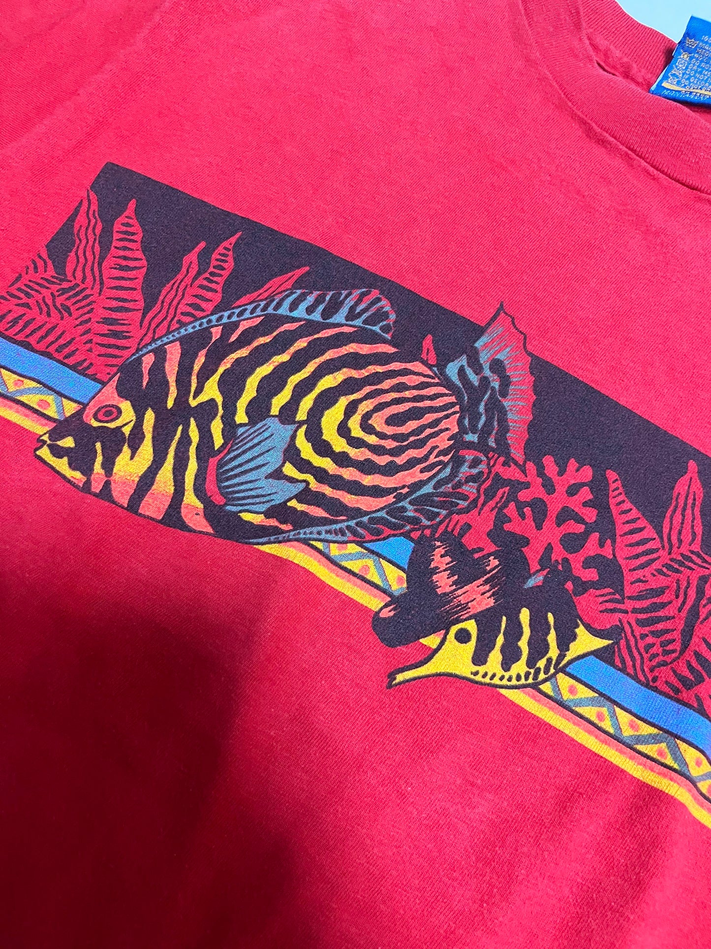 【ocean pacific】80's オーシャンパシフィック アクアリウム 半袖 Tシャツ (men's L)