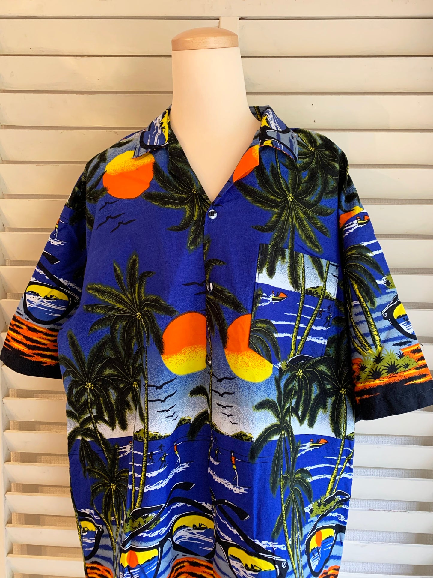 【vintage】70s～80s  palm tree aroha shirts （men's XXL)