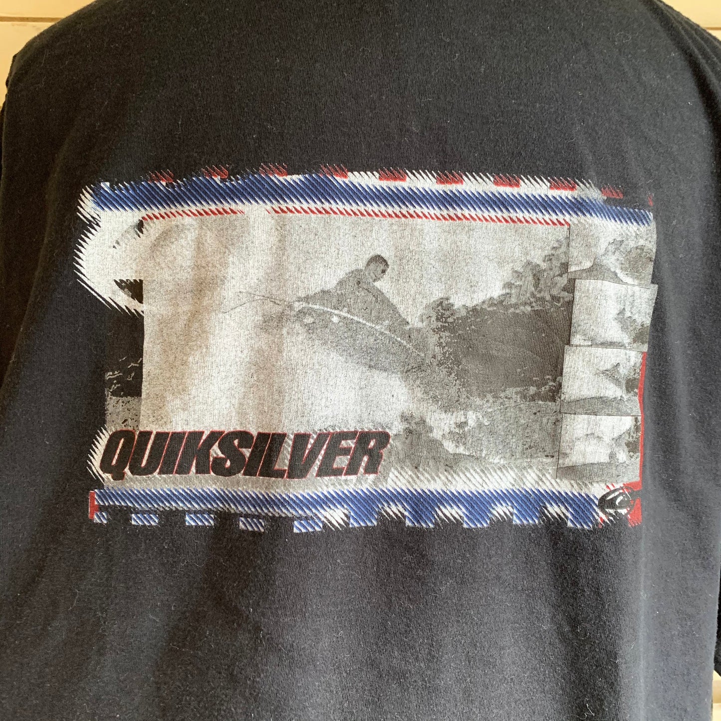 【QUIKSILVER】90s  クイックシルバー サーフプリント Tシャツ　ブラック　(men’s L)