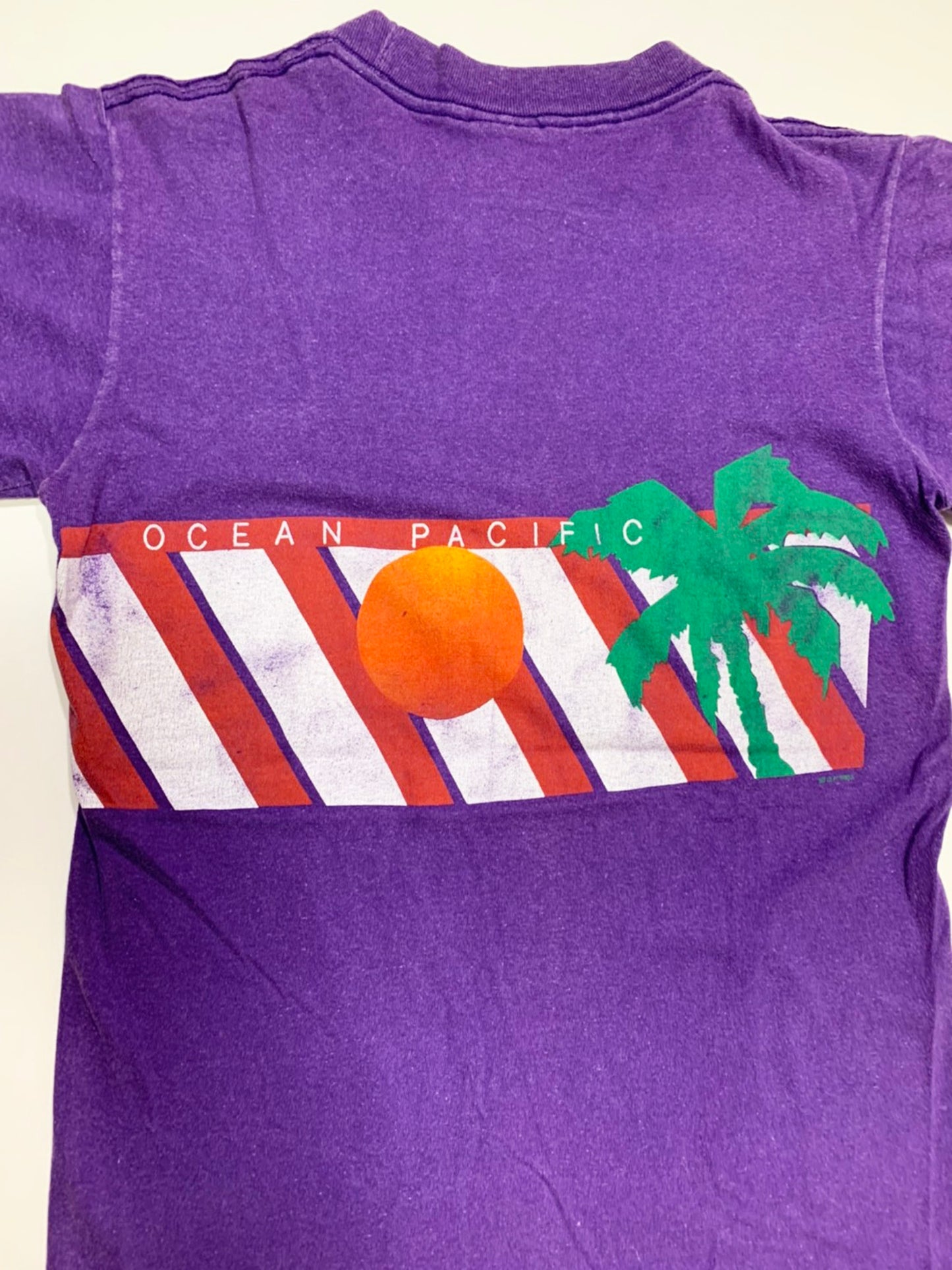 【Ocean Pacific】80's オーシャンパシフィック 半袖 椰子の木　オールドサーフ　Tシャツ（レディースM)