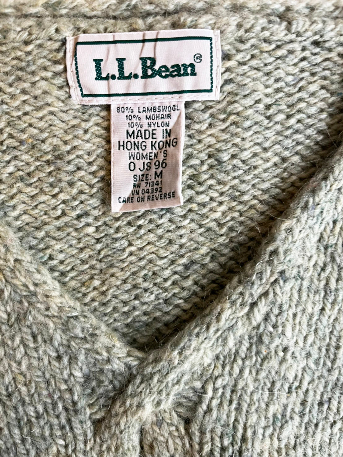 【L.L BEAN】90's エルエルビーン Vネック ライトグリーン セーター (women's M)