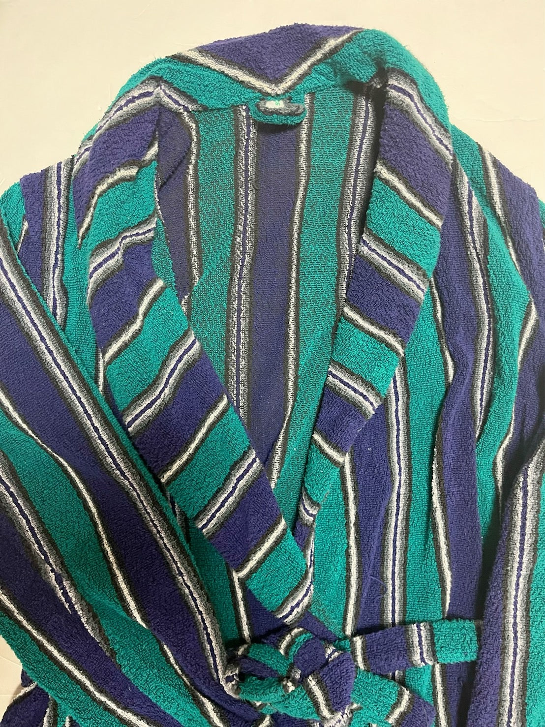 【Vintage】stripe pile gown coat （size 52 men's L)