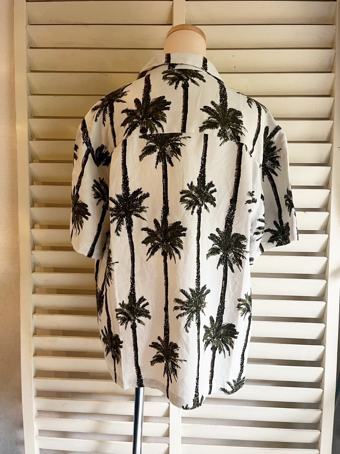 【St.JONS'S BAY】 Border Pattern Aloha shirt セントジョンズベイ ボーダーパターン アロハシャツ パームツリー（men's L)