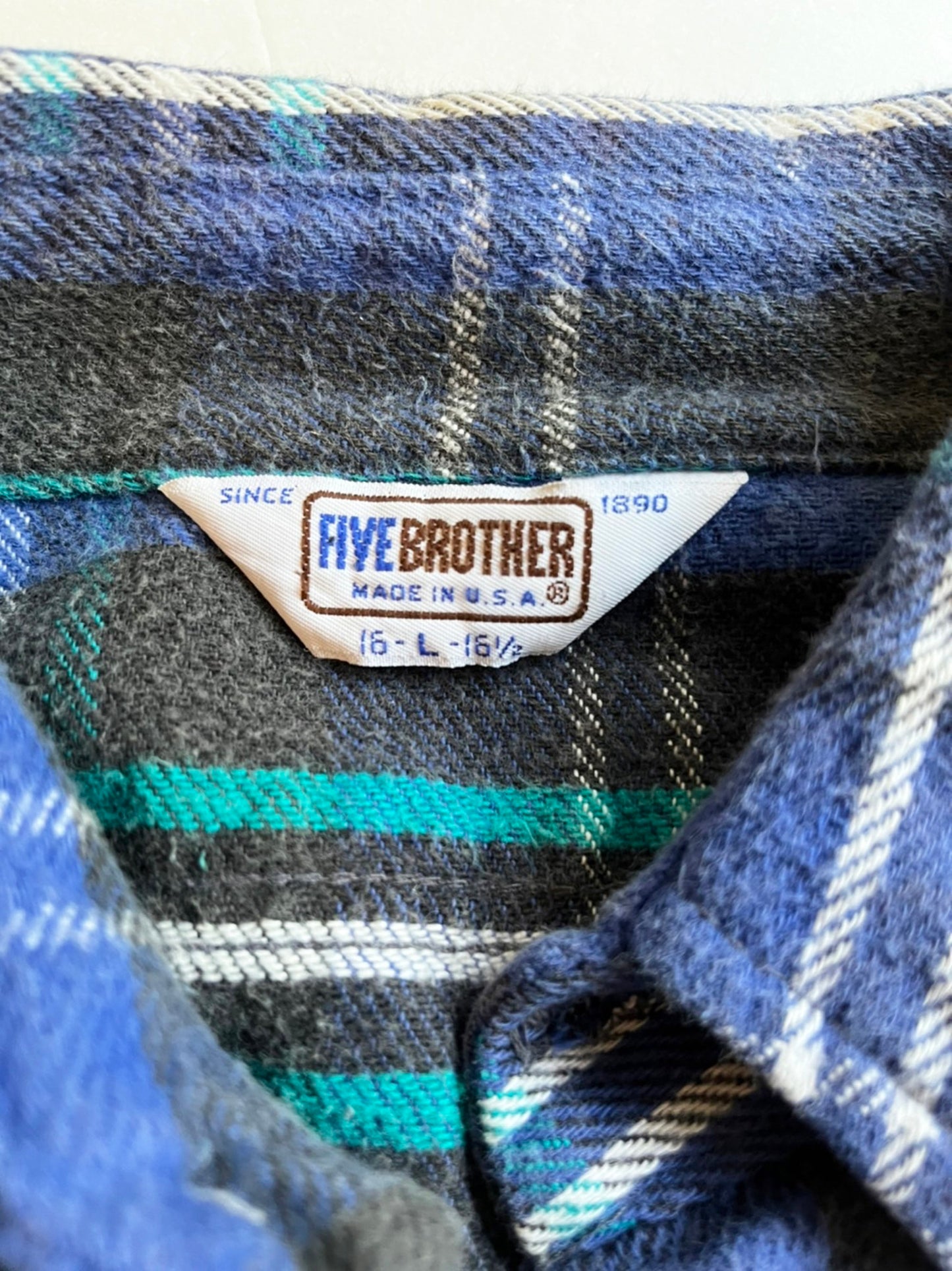 【FIVE BROTHER】80's ファイブブラザー ヘビーフランネルシャツ  ブルー×グリーン (men's L)