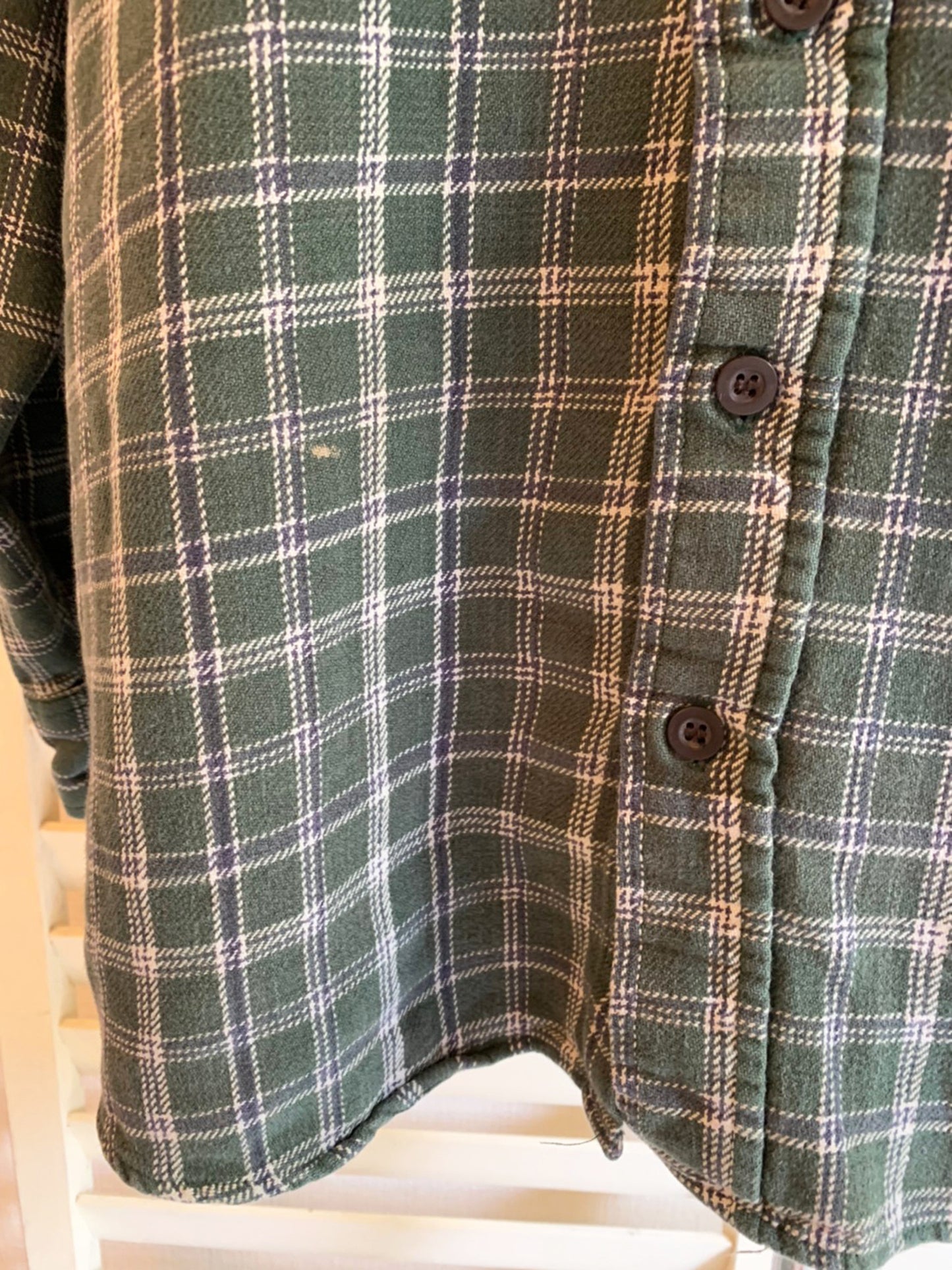 【USED】90s  ライトフランネル チェックシャツ　グリーン（men's 2X)