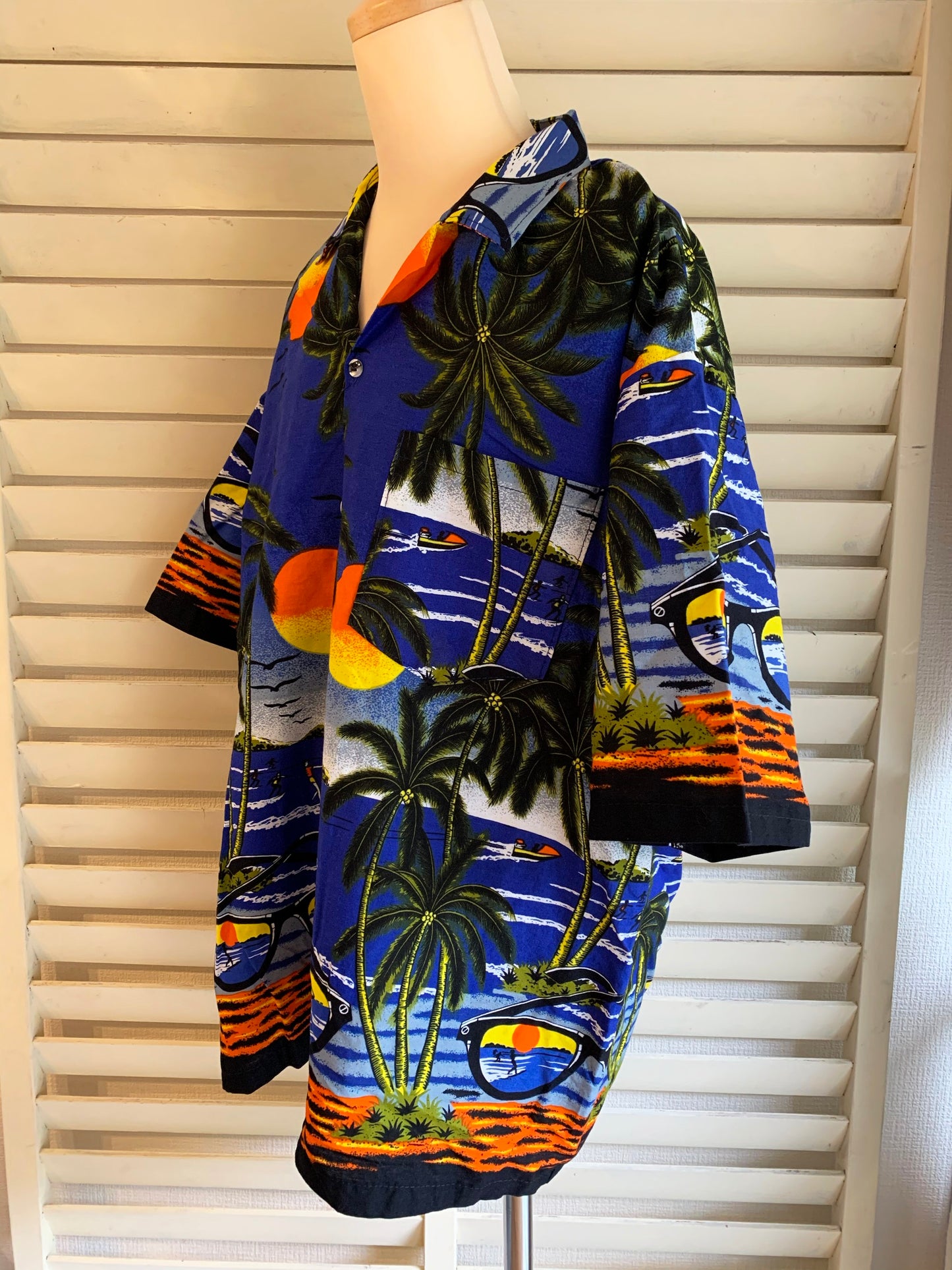 【vintage】70s～80s  palm tree aroha shirts （men's XXL)