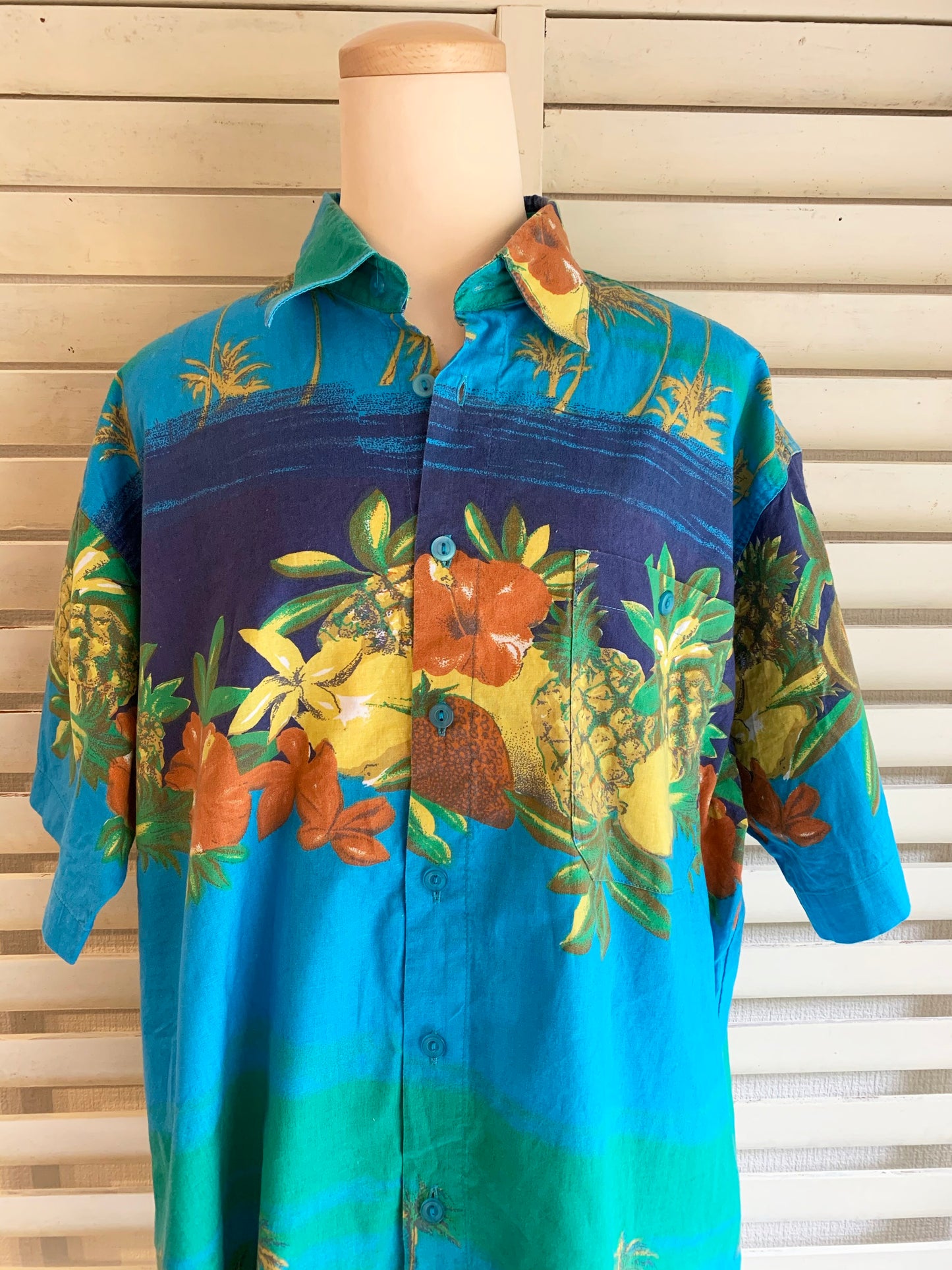 【EURO vintage】80s TALK OF THE TOWN aloha shirts (men's L)