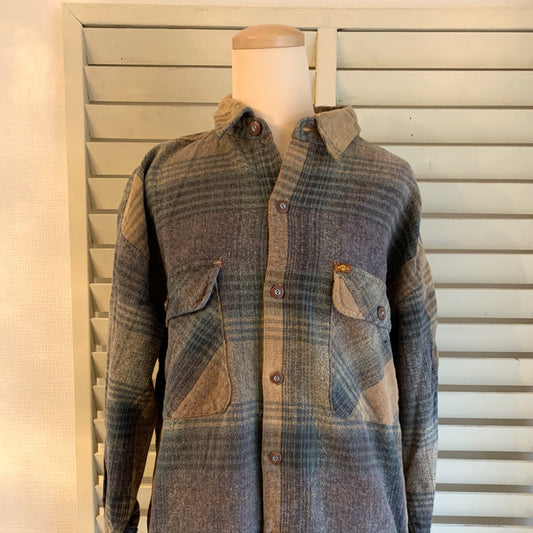 【vintage】QUIK SILVER SALTWATER DENIM ヘビーフランネルシャツ(men's L相当）