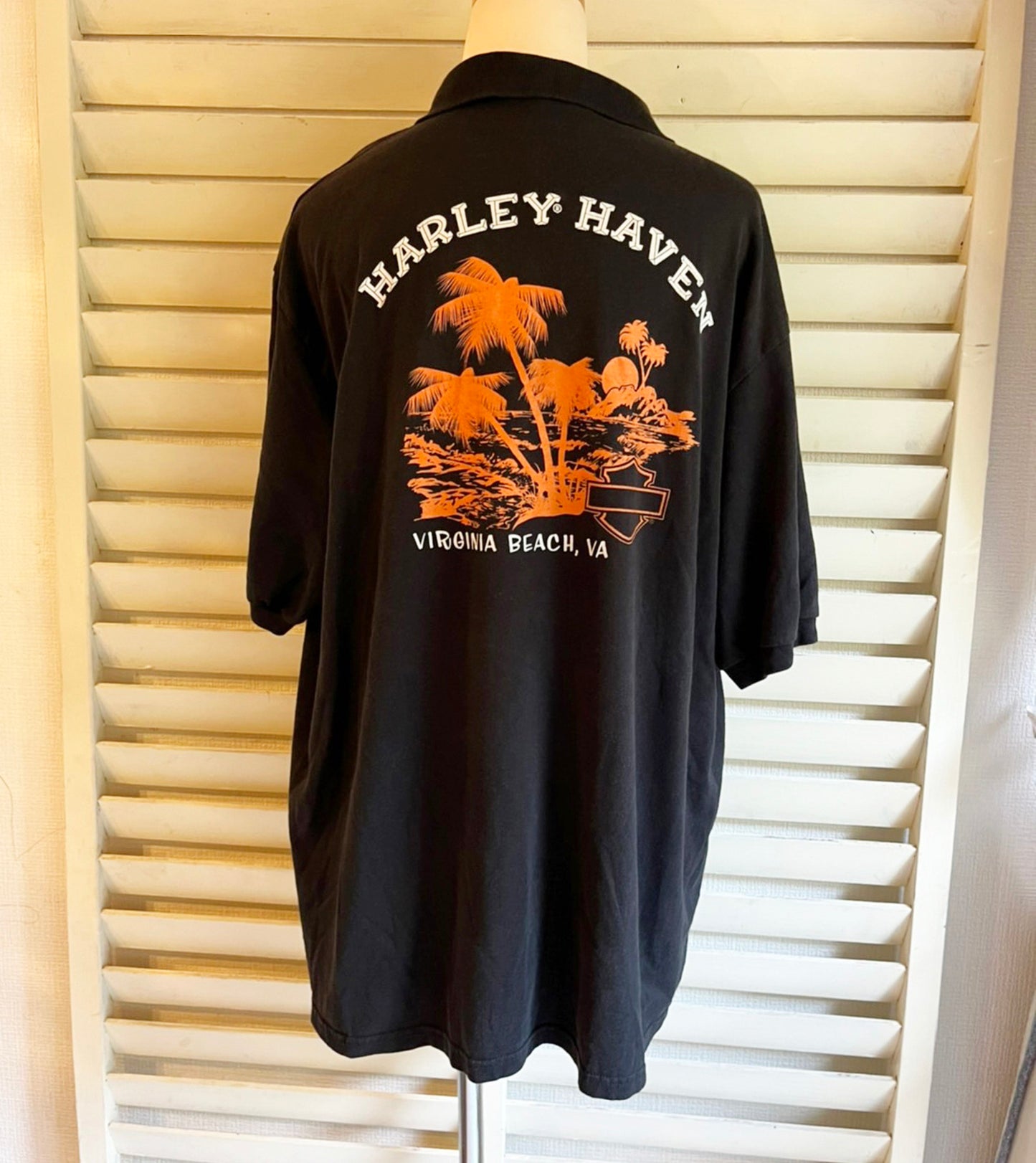 【Harley Davidson】ハーレーダビッドソン virginia beach 両面プリントポロシャツ (men's XL)