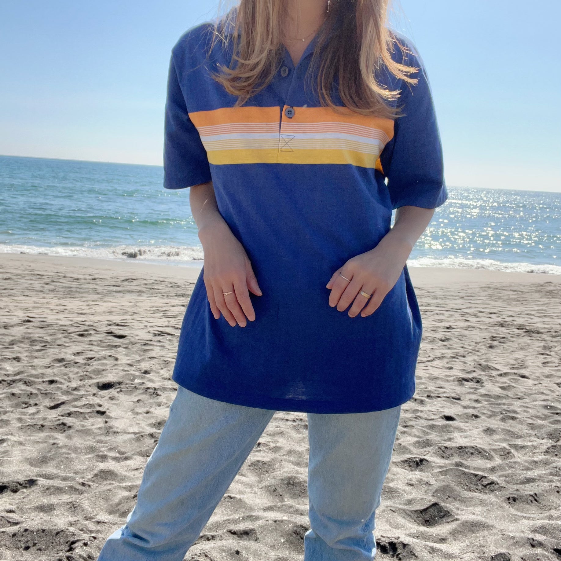 Ocean pacific】70's vintage OP Striped polo shirt (men's M) – sup
